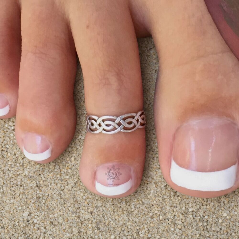 Sterling Silver Toe Ring for Women Silver Celtic Twist Adjustable Midi Pinky